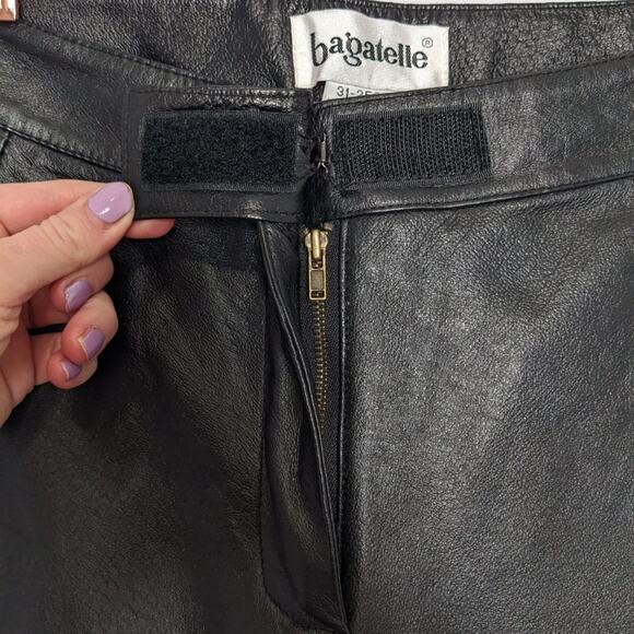 Bagatelle Vintage Black Leather Pants Relaxed Fit High Waist Size 4P - Picture 6 of 8